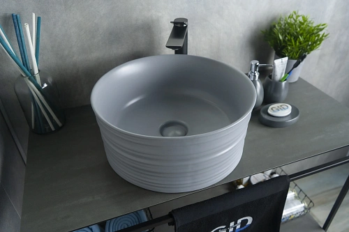Раковина Gid Gm969 53335 накладная серая матовая 41x41x18 Раковина Gid Gm969 53335 накладная серая матовая 41x41x18