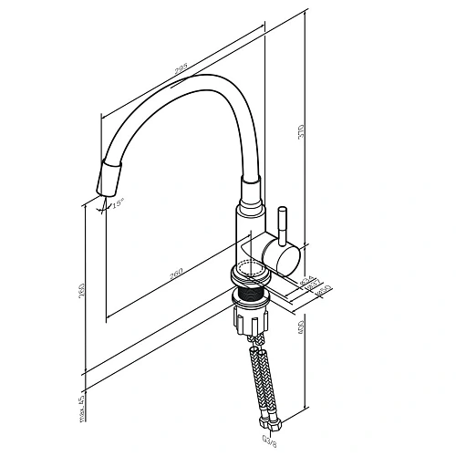 Смеситель для кухни AM.PM X-Joy S F85B07602 с гибким изливом, черный/хром Смеситель для кухни AM.PM X-Joy S F85B07602 с гибким изливом, черный/хром