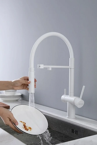 Смеситель для кухни Paulmark Gravity белый матовый Gr213888-WH Смеситель для кухни Paulmark Gravity белый матовый Gr213888-WH