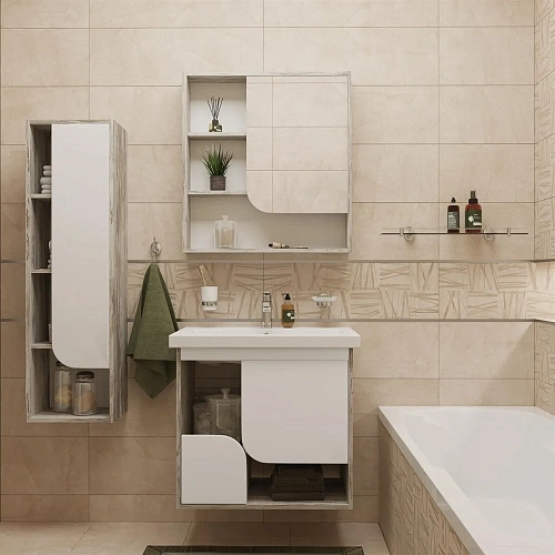 Комплект мебели DIWO Самара 70 дуб скандинавский, белая, подвесная (комплект, гарнитур) 462086 Комплект мебели DIWO Самара 70 дуб скандинавский, белая, подвесная (комплект, гарнитур) 462086