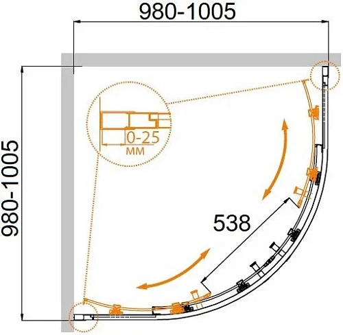 Душевой уголок CEZARES MOLVENO-R-2-100-C-Cr-IV 100x100см стекло прозрачное, профиль хром Душевой уголок CEZARES MOLVENO-R-2-100-C-Cr-IV 100x100см стекло прозрачное, профиль хром