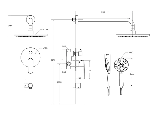 Душевая система CEZARES STYLUS-DSET-NOP встраиваемая, со шлангом, с держателем, черный матовый Душевая система CEZARES STYLUS-DSET-NOP встраиваемая, со шлангом, с держателем, черный матовый