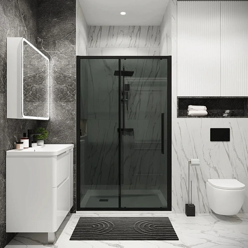 Душевая дверь GROSSMAN Cosmo 100.K33.02.110.21.10 (110x195) черный матовый, стекло тонированное Душевая дверь GROSSMAN Cosmo 100.K33.02.110.21.10 (110x195) черный матовый, стекло тонированное