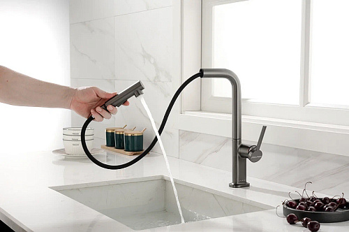 Смеситель для кухни Paulmark NEO вороненая сталь Ne214419-GM Смеситель для кухни Paulmark NEO вороненая сталь Ne214419-GM