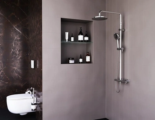 Душевая система Damixa Option DX218091000 с термостатом верхний душ 230мм Душевая система Damixa Option DX218091000 с термостатом верхний душ 230мм