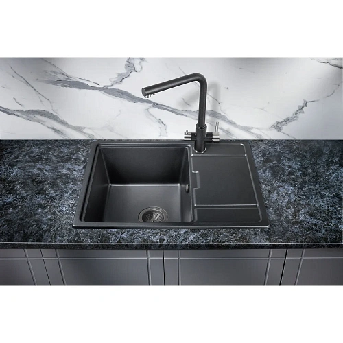 Кухонная мойка Milacio Navarra 65 Cuarzo (MC.77061), черный матовый Кухонная мойка Milacio Navarra 65 Cuarzo (MC.77061), черный матовый