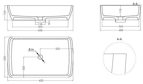 Раковина Salini GLORIA 11 1102212M 650x400 накладная S-Stone Раковина Salini GLORIA 11 1102212M 650x400 накладная S-Stone