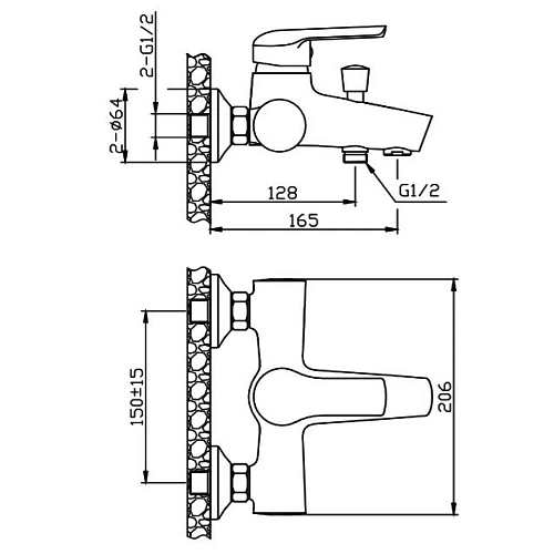 Смеситель для ванны Orange Tony M54-100cr Смеситель для ванны Orange Tony M54-100cr