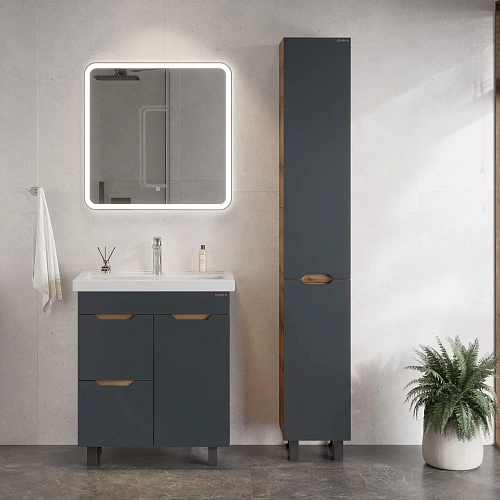 Тумба под раковину Onika Айленд 70 см 107069 напольная, графит/дуб крафт золотой, с корзиной (для Фостер 70) Тумба под раковину Onika Айленд 70 см 107069 напольная, графит/дуб крафт золотой, с корзиной (для Фостер 70)