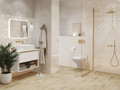 Вставка Cersanit Atria листья бежевый 20x44 15917 Вставка Cersanit Atria листья бежевый 20x44 15917