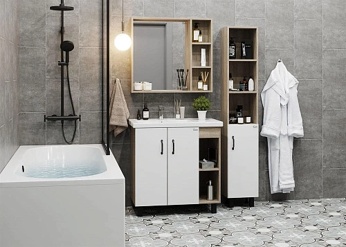 Тумба под раковину Onika ТИМБЕР 80.10 белый мат./дуб сонома 108045 Тумба под раковину Onika ТИМБЕР 80.10 белый мат./дуб сонома 108045