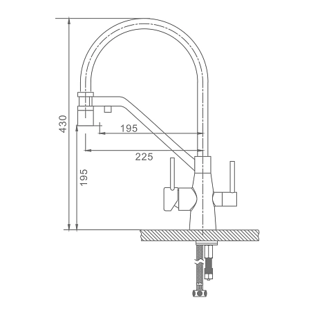 Смеситель для кухни Raglo R80.62.03 с гибким изливом с подключением к фильтру, золотой сатин Смеситель для кухни Raglo R80.62.03 с гибким изливом с подключением к фильтру, золотой сатин
