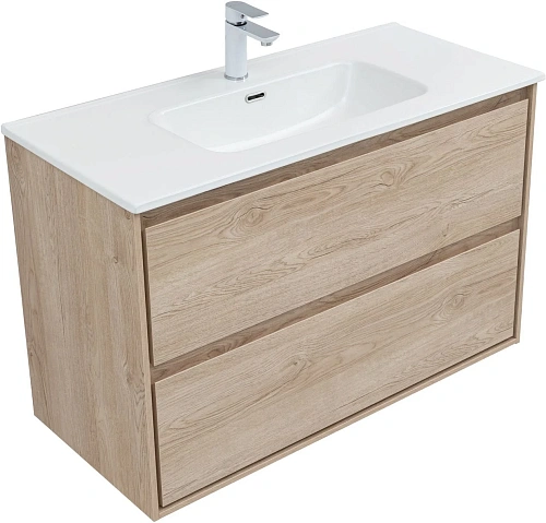 Тумба под раковину Aquanet Милан 100 дуб светлый 00336385 подвесная Тумба под раковину Aquanet Милан 100 дуб светлый 00336385 подвесная