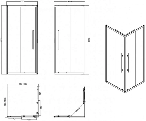 Душевой уголок Esbano ESF-100KV-C (ESOGF100KVC) 100х100х195 прозрачное стекло, профиль хром Душевой уголок Esbano ESF-100KV-C (ESOGF100KVC) 100х100х195 прозрачное стекло, профиль хром
