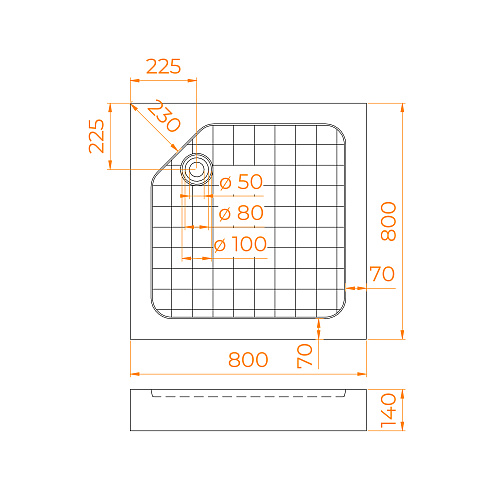 Душевой поддон RGW SMC SMC-W 800x800 мм 57350188-01 квадратный белый Душевой поддон RGW SMC SMC-W 800x800 мм 57350188-01 квадратный белый
