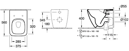 Унитаз приставной Villeroy & Boch Venticello 4613R001 (4613 R0 01) без смывного обода Унитаз приставной Villeroy & Boch Venticello 4613R001 (4613 R0 01) без смывного обода