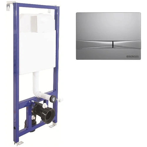 Инсталляция для унитаза BERGES NOVUM с кнопкой смыва, F2 матовый хром 040252 Инсталляция для унитаза BERGES NOVUM с кнопкой смыва, F2 матовый хром 040252