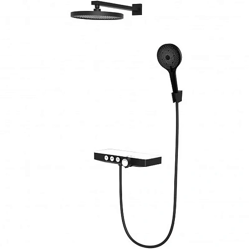 Душевая система BERGES MORANS 075004 с изливом и термостатом, черный матовый Душевая система BERGES MORANS 075004 с изливом и термостатом, черный матовый