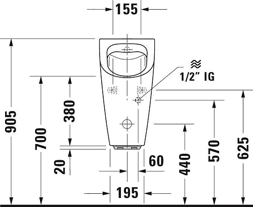 Писсуар Duravit ME by Starck 2809310097 подача воды сзади белый Писсуар Duravit ME by Starck 2809310097 подача воды сзади белый