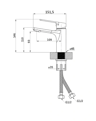 Смеситель для раковины Orange FLAT M12-021cr Смеситель для раковины Orange FLAT M12-021cr