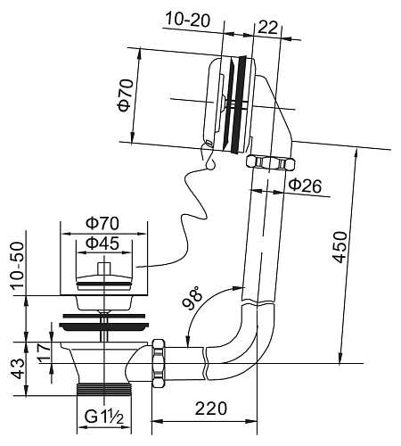 Слив-перелив BelBagno BB04/05/06/20/21/22 BB-OVF-02-CRM хром Слив-перелив BelBagno BB04/05/06/20/21/22 BB-OVF-02-CRM хром