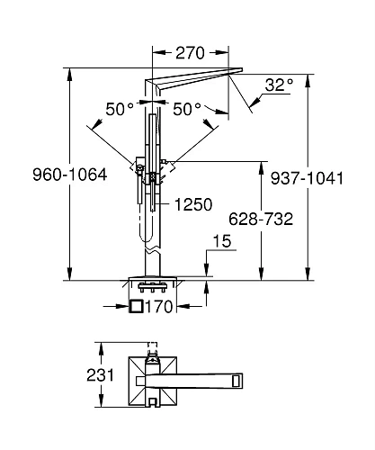 Смеситель для ванны GROHE Allure Brilliant, темный гарфит матовый (23119AL0) Смеситель для ванны GROHE Allure Brilliant, темный гарфит матовый (23119AL0)