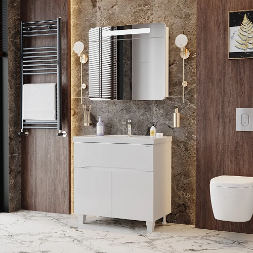 Тумба под раковину Onika Стрим 80 см 108059 напольная, белая (для Фостер 80) Тумба под раковину Onika Стрим 80 см 108059 напольная, белая (для Фостер 80)