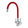 Картинка анонса товара «смеситель для кухни lemark comfort lm3075c-red с гибким изливом, с подключением к фильтру, хром/красный»