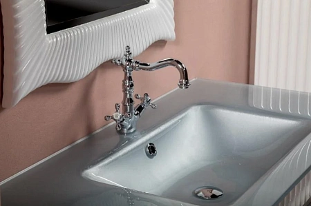 Раковина Armadi Art 852-080-SL стекло 80см моноблок серебро Раковина Armadi Art 852-080-SL стекло 80см моноблок серебро