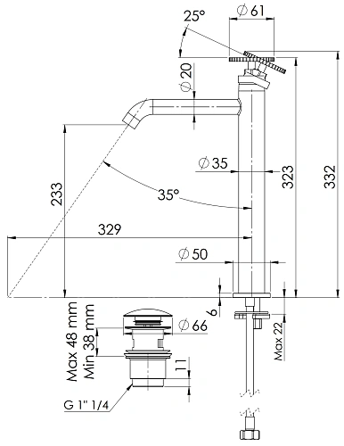 Смеситель для раковины Remer Chrono CH10LXL Смеситель для раковины Remer Chrono CH10LXL