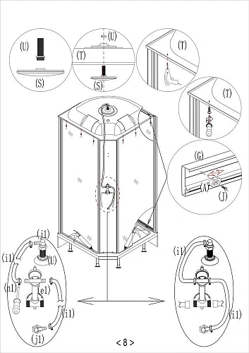 Душевая кабина Taliente 80x80x215см, четверть круга, матовое стекло TA-8080M Душевая кабина Taliente 80x80x215см, четверть круга, матовое стекло TA-8080M