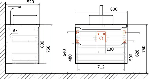Тумба с раковиной STWORKI Берген 80 серая с темной столешницей, с раковиной на выбор 549478 Тумба с раковиной STWORKI Берген 80 серая с темной столешницей, с раковиной на выбор 549478
