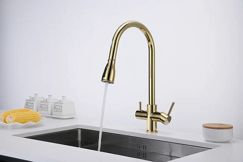 Смеситель для кухни Paulmark Lange золото La214212-G Смеситель для кухни Paulmark Lange золото La214212-G