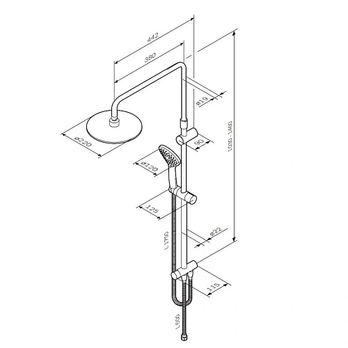 Душевая система AM.PM Like F0780022 верхний душ d220 мм, штанга 1030-1460 мм Душевая система AM.PM Like F0780022 верхний душ d220 мм, штанга 1030-1460 мм