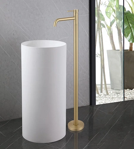 Смеситель для раковины ABBER Wasser Kreis AF8140G золото матовое Смеситель для раковины ABBER Wasser Kreis AF8140G золото матовое