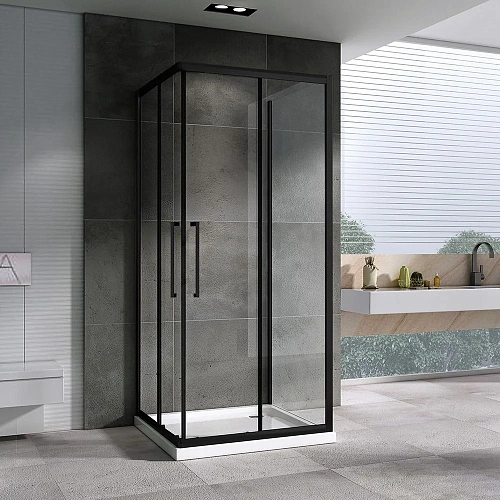 Душевой уголок ABBER Schwarzer Diamant AG02080BH-S80B 80x80 см универсальный, профиль черный, стекло прозрачное Душевой уголок ABBER Schwarzer Diamant AG02080BH-S80B 80x80 см универсальный, профиль черный, стекло прозрачное