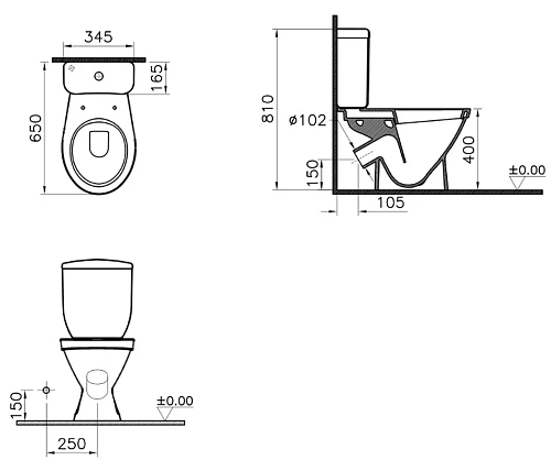 Унитаз напольный Vitra Norm Blanc 9837B099-7201 крышка микролифт Унитаз напольный Vitra Norm Blanc 9837B099-7201 крышка микролифт