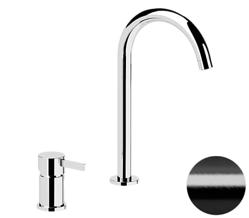 Смеситель для раковины Remer Metrica MC57LCFP, черный брашированный хром Смеситель для раковины Remer Metrica MC57LCFP, черный брашированный хром