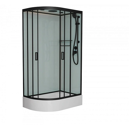 Душевая кабина Frank F412/1R М правосторонняя Black черный профиль матовое стекло 120x80 20068 Душевая кабина Frank F412/1R М правосторонняя Black черный профиль матовое стекло 120x80 20068