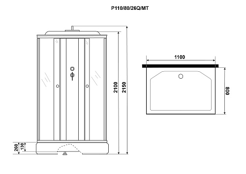 Душевая кабина Niagara Promo P110/80/26Q/MT (1100х800х2150) Душевая кабина Niagara Promo P110/80/26Q/MT (1100х800х2150)
