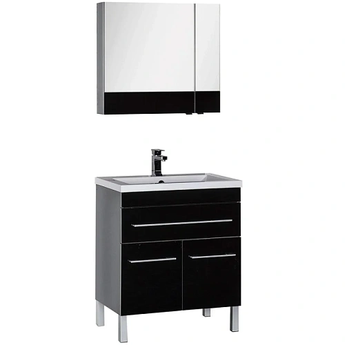 Комплект мебели Aquanet Верона NEW 75 черный (напольный 1 ящик 2 дверцы) 00231038 Комплект мебели Aquanet Верона NEW 75 черный (напольный 1 ящик 2 дверцы) 00231038