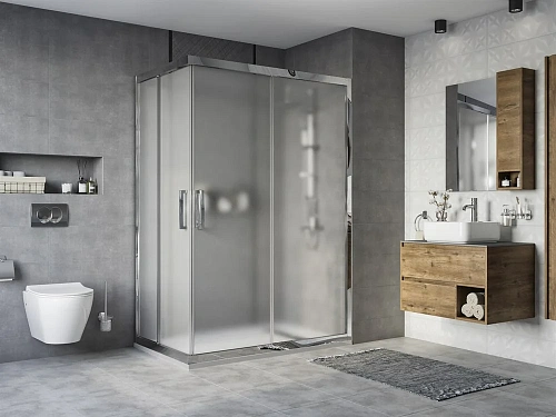 Душевой уголок STWORKI Карлстад 140x90 см профиль хром глянец, стекло матовое 467390 Душевой уголок STWORKI Карлстад 140x90 см профиль хром глянец, стекло матовое 467390
