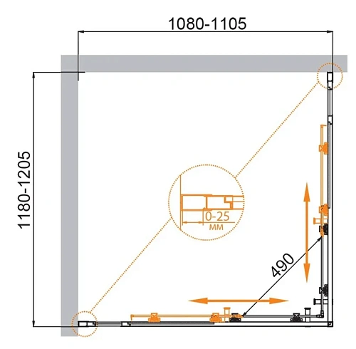 Душевой уголок CEZARES MOLVENO-AH-22-120/110-C-GM-IV цвет профиля оружейная сталь стекло прозрачное 1200x1100 мм Душевой уголок CEZARES MOLVENO-AH-22-120/110-C-GM-IV цвет профиля оружейная сталь стекло прозрачное 1200x1100 мм