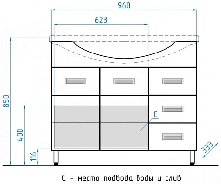 Тумба под раковину Style Line Ирис 100 (3 ящ.) ЛС-00000178 Тумба под раковину Style Line Ирис 100 (3 ящ.) ЛС-00000178