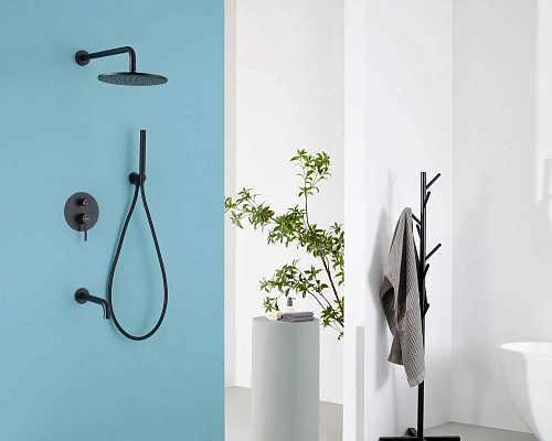 Душевая система ABBER Wasser Kreis AF8117B скрытого монтажа с изливом, черная матовая Душевая система ABBER Wasser Kreis AF8117B скрытого монтажа с изливом, черная матовая