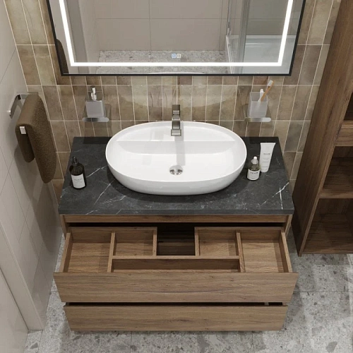 Тумба со столешницей и раковиной BelBagno KRAFT 100 kraft100rt-kepmno-1346-set подвесная KRAFT100RT-KEPMNO-1346-SET Тумба со столешницей и раковиной BelBagno KRAFT 100 kraft100rt-kepmno-1346-set подвесная KRAFT100RT-KEPMNO-1346-SET