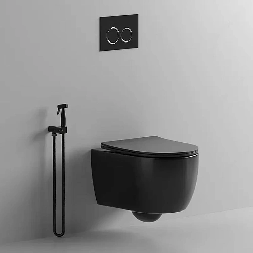 Унитаз подвесной Ceruttispa OGLIO Aria MB CT9239 безободковый черный матовый, сиденье микролифт Унитаз подвесной Ceruttispa OGLIO Aria MB CT9239 безободковый черный матовый, сиденье микролифт