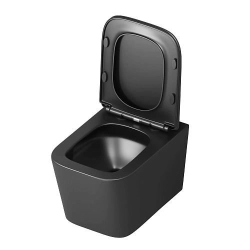 Унитаз подвесной GROSSMAN GR-4404BMSQ 48,5x34x29 черный матовый, безободковый, торнадо с тонкой крышкой Унитаз подвесной GROSSMAN GR-4404BMSQ 48,5x34x29 черный матовый, безободковый, торнадо с тонкой крышкой