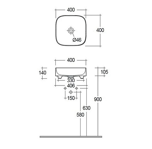 Раковина Kludi RESA C 58CW3043 Раковина Kludi RESA C 58CW3043