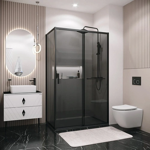 Боковая стенка GROSSMAN Style 200.K33.05.90.21.10 (90x195) черный матовый, стекло тонированное Боковая стенка GROSSMAN Style 200.K33.05.90.21.10 (90x195) черный матовый, стекло тонированное